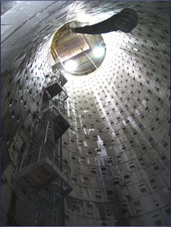 View from the bottom of the completed Moorhouse shaft for the Crossrail project