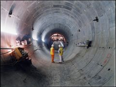 The new precast segment-lined service tunnel for the extended Harrods store awaits fitting out